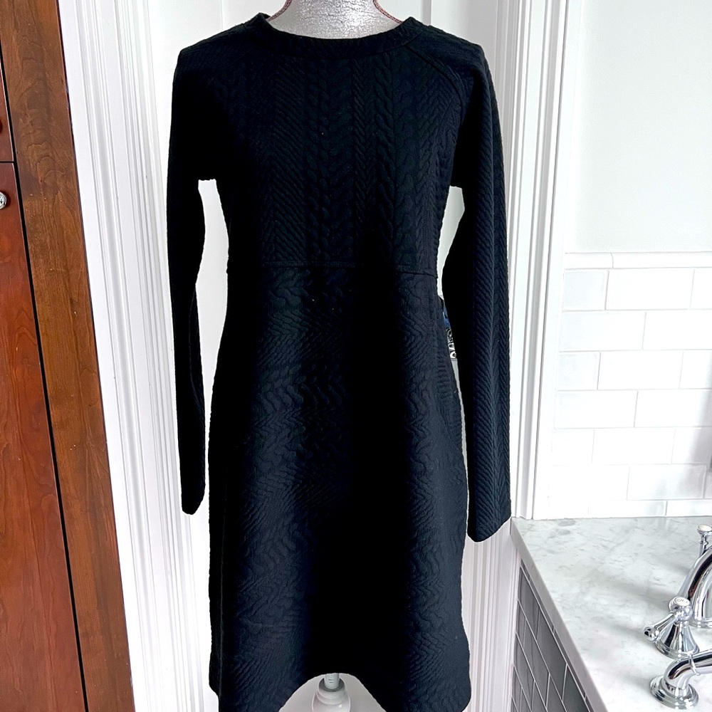 Prana black cotton long sleeve dress, size medium.